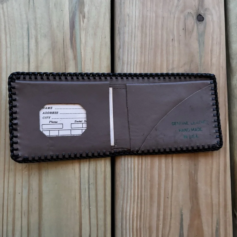 Vintage Jesus Leather Wallet Bi Fold Hand Tooled Whipstitch Prayer Religious